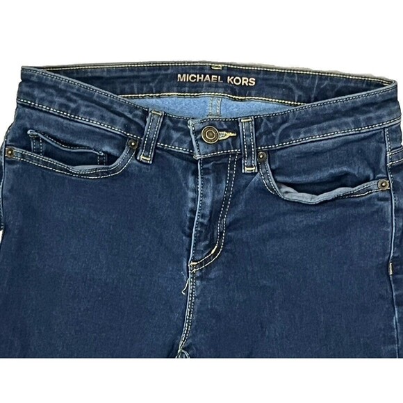 MK Michael Kors Izzy Cropped Skinny Jeans Size 4‎ Dark Wash Minimalist Denim - Picture 4 of 6
